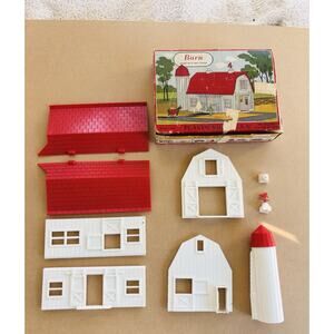 Vintage Plasticville Barn #1601 O/S Gauge w Silo Box Bachmann USA